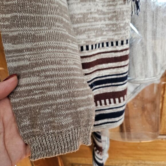 HANNAH CARDIGAN SWEATER Women's M FRINGE BOHO NEUTRAL - Picture 5 of 8